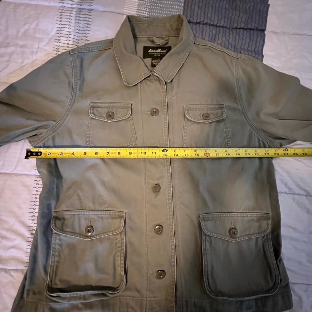 Eddie Bauer Womens Olive Green Army Military Style Utility Jacket Sz XL Cotton - Picture 11 of 16